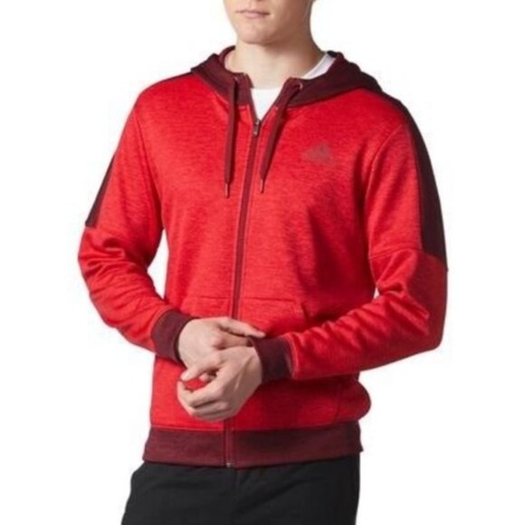 Adidas CLIMAWARM Jacket BQ8723 B1 Red Size Small Hoodie Zip Front EUC Track - Picture 1 of 12